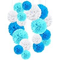 Pompones de Papel Blanco- 24 Pcs Para Decoración de Cumpleaños- Bodas o Fiestas Boda Cumpleaños Fiesta Comunión Bautismo…